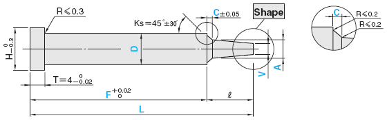 一阶型芯 -轴径(D)固定型/轴径公差-0.01_-0.02/轴径公差0_-0.005-:相关图像