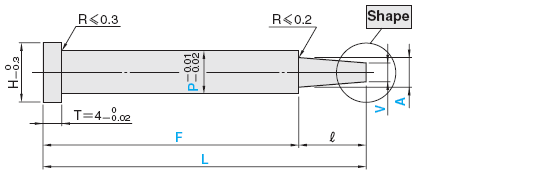 一阶型芯 -轴径(P)0.01mm指定型/轴径公差-0.01_-0.02/前端A･V公差±0.02-:相关图像