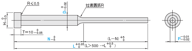 压铸模用台阶推杆  -SKD61+氮化/前端直径･全长指定-:相关图像