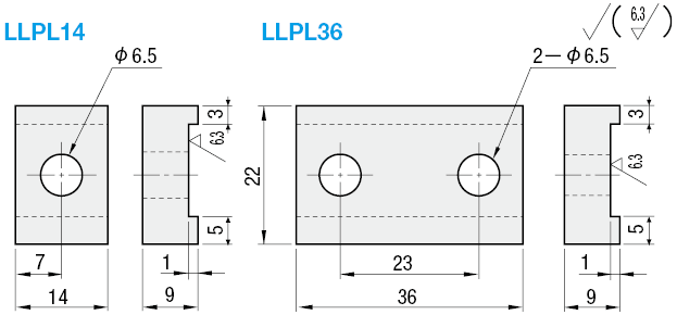 線性滑軌定位板　軸頸型:關聯圖像