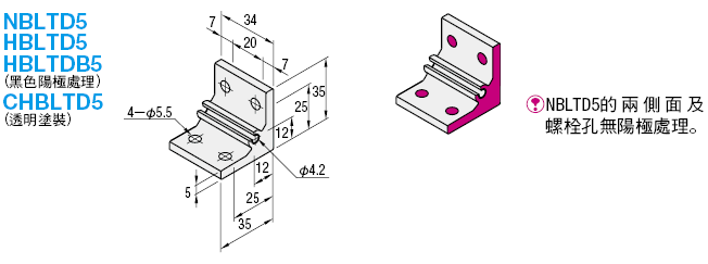 5系列（溝槽寬度6mm）　－2列溝槽用－　擠出厚型角撐架:關聯圖像