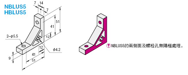 5系列（溝槽寬度6mm）　－1列溝槽用－　極厚型角撐架:關聯圖像