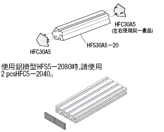 5系列（溝槽寬度6mm）　鋁擠型用端蓋:關聯圖像