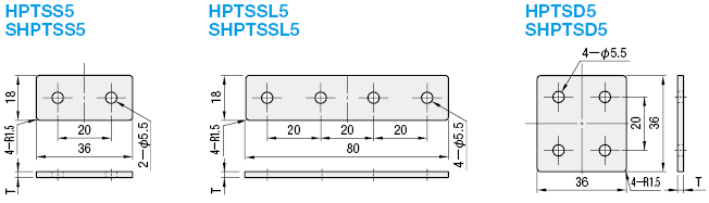 5系列（溝槽寬度6mm）　20･25･40方形鋁擠型用鈑金板　方型:關聯圖像