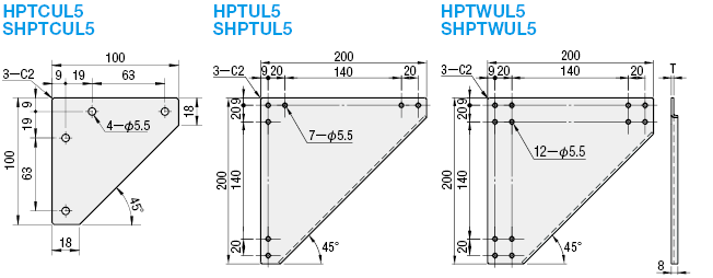 5系列（溝槽寬度6mm）　20･25･40方形鋁擠型用鈑金板　角落型:關聯圖像