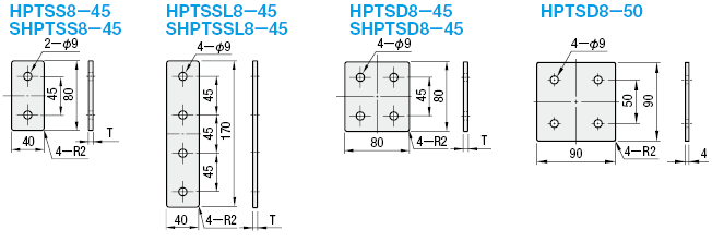 8-45系列（溝槽寬度10mm）45･90方形鋁擠型用鈑金板　方型:關聯圖像