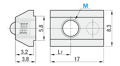 5系列（溝槽寬度6mm）　20･25･40方形鋁擠型用後裝彈簧螺帽:關聯圖像