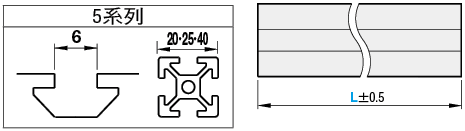 5系列　正方形　40×40mm　2列溝　2面溝:關聯圖像