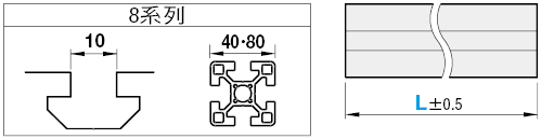 8系列　正方形　80×80ｍｍ　2列溝槽　4面溝槽:關聯圖像