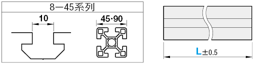 8-45系列　正方形　50×50mm　1列溝　2面溝:關聯圖像