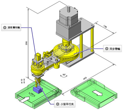 使用Misumi同步帶輪進行設計的工件反轉轉移機構案例圖