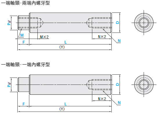 MISUMI線性導桿一端軸頸型 兩端內螺牙型/一端內螺牙型 旋轉軸 導桿 鍍鉻棒