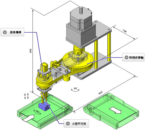 MISUMI時規皮帶輪進行設計的工件反轉轉移機構案例圖