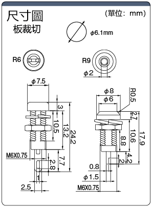 φ2mm針型插座（鍍金）：相關圖像