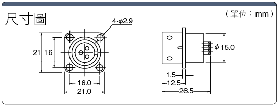 PRC03　フランジ型パネル取付レセプタクル（ワンタッチロック):関連画像