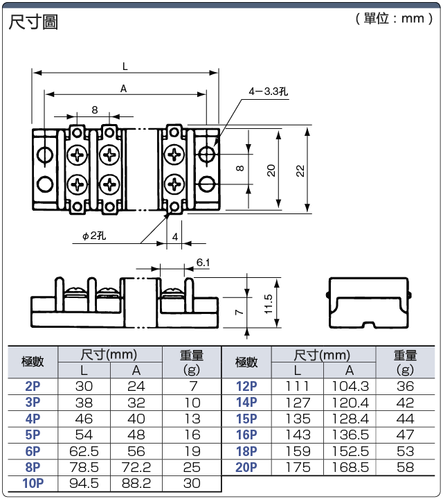 2列小型タイプ(低背・6A・M2.6):関連画像