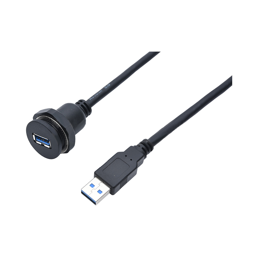 【經濟型】面板安裝型USB3.0(USB2.0相容)轉換接頭附線 開孔尺寸22mm E-U3H-AMAF-3