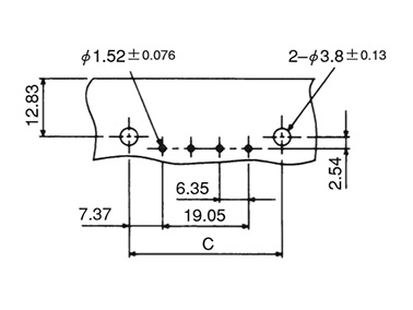 印刷基板安裝建議尺寸（基板厚度1.57mm） 基板安裝要使用6-32UNC平頭螺絲長（9.5mm）