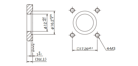 10芯レセプタクル・取付け穴寸法（参考）
