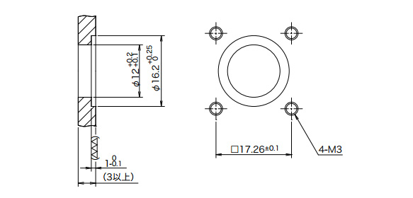 2芯レセプタクル・取付け穴寸法（参考）