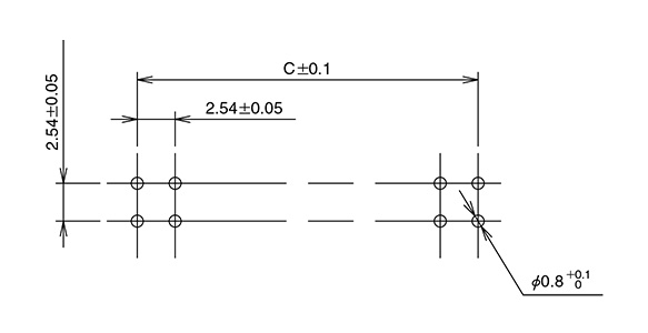 直型插針的建議基板尺寸圖