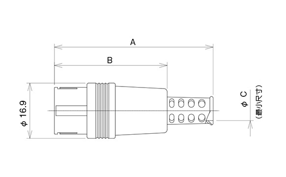 插座的尺寸圖（形狀為其中一例）