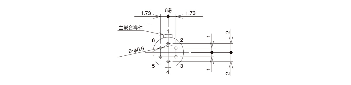 1.圖示是從插座的嵌合面側觀察時的狀態。2.接線柱配置尺寸的加工公差建議±0.05。