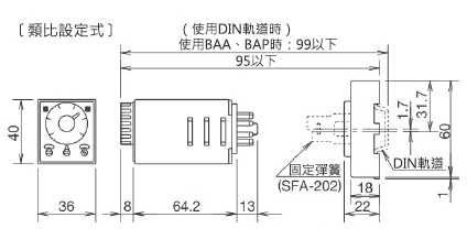 GT3系列 多功能計時器 GT3A-4、-5、-6型（11針式）共通（SR3P-06B型插座）尺寸圖