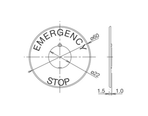 φ22 緊急停止按鈕開關 銘板 特大型(Φ60)按鈕用銘板尺寸圖