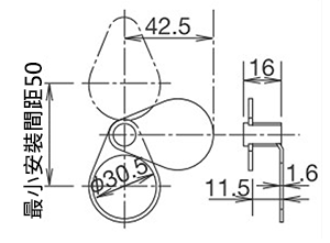 Φ30 EC1/EC2型控制箱誤操作防止零件 尺寸圖01