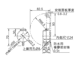 φ22 控制元件 掛鎖蓋尺寸圖