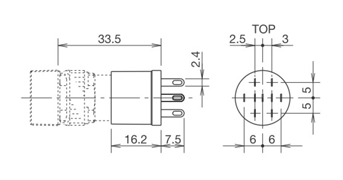 φ16 小型控制元件插座 焊接端子型(AL-C6)尺寸圖