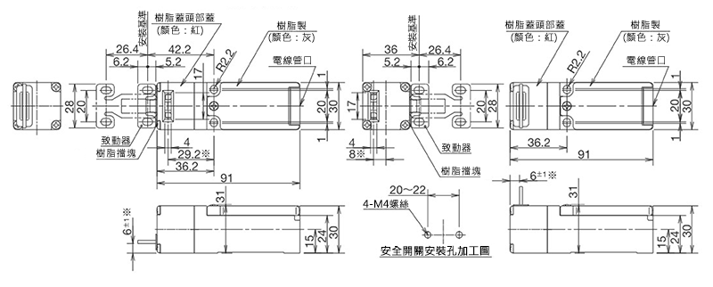 HS5D型安全開關 尺寸圖03