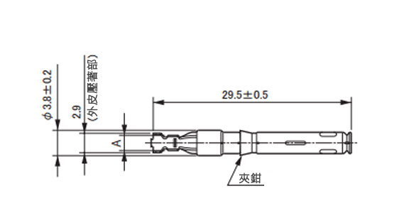 插座連接器的尺寸圖(電纜芯線及外皮壓著型)