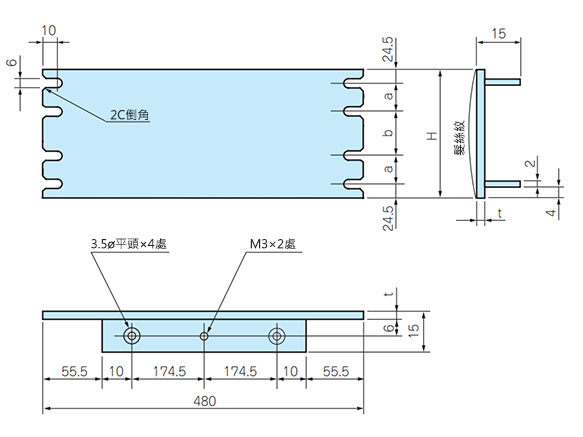 JIS機架面板JP系列尺寸圖