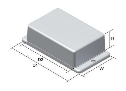 TWF型附凸緣腳墊阻燃性塑膠盒的尺寸圖。