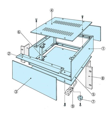 SL型鋁框外盒的立體組裝圖。