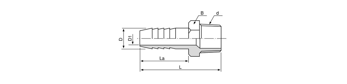 軟管接頭 大型螺紋接管（鍛造製） HN尺寸圖