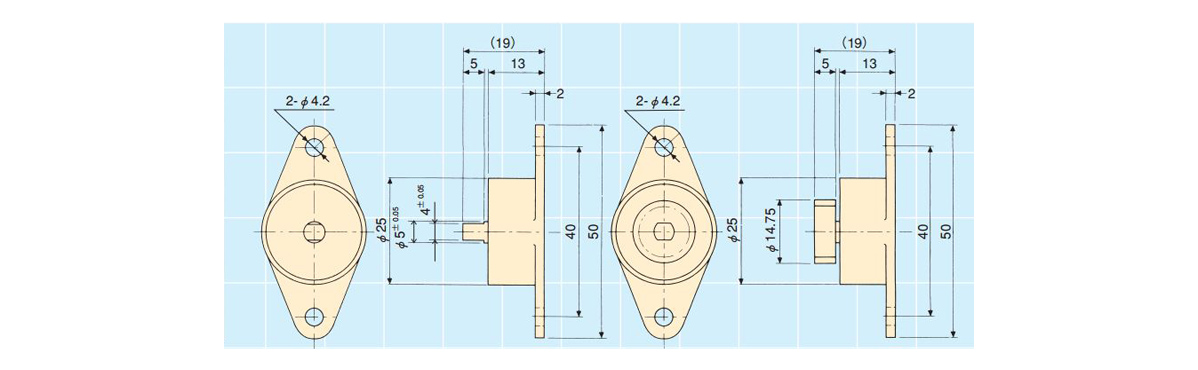 旋轉阻尼器（雙向性/單向性） FRT/FRN-D2系列尺寸圖