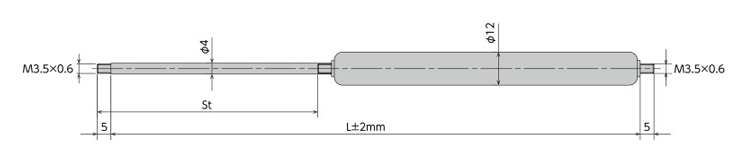 氮氣缸 氮氣反作用力指定型 尺寸圖1