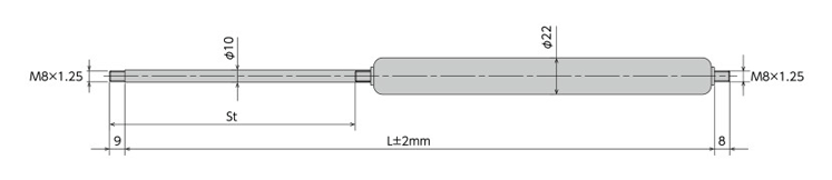 氮氣缸 氮氣反作用力指定型 尺寸圖4