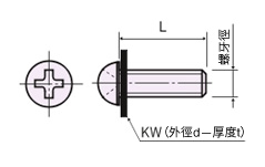 PPS セットナベ小ネジ（KW付）/PS-0000-T 外形図