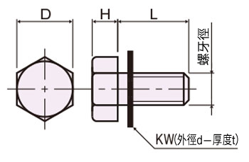 PVC 六角ボルト/VCBT-0000-T 外形図
