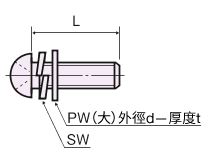 黄銅 セットナベ小ネジ（SW・PW（大）付）/B-0000-S2  外形図