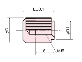 黄銅 ローレットナット（段付・袋型） NBNT-D/DB/DC/DG 外形図