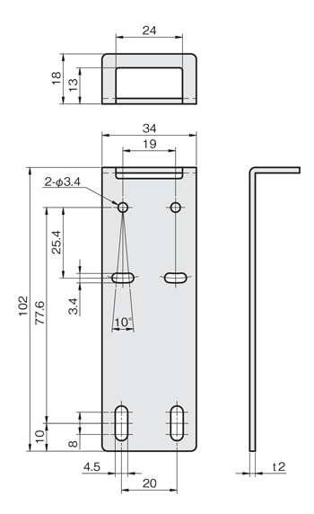 感應器托架 單板型 雷射感應器用 LH型 尺寸圖1
