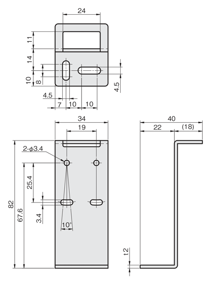 感應器托架 單板型 雷射感應器用 LH型 尺寸圖2