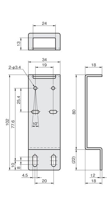 感應器托架 單板型 雷射感應器用 LH型 尺寸圖3