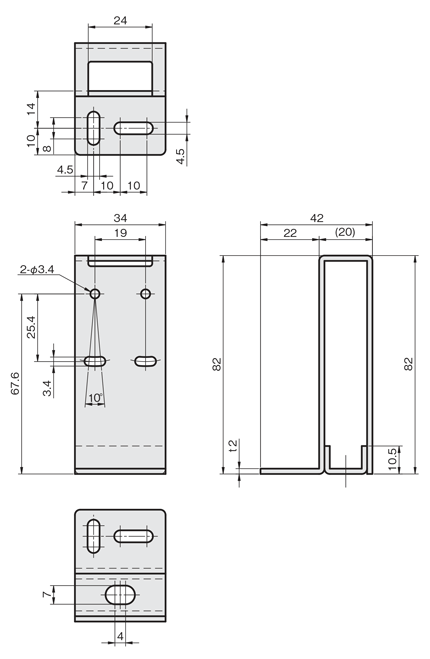 感應器托架 單板型 雷射感應器用 LH型 尺寸圖4