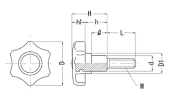 工程塑膠旋鈕 PK-L 尺寸圖